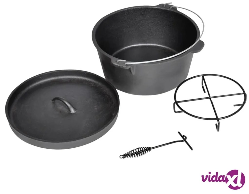 vidaXL Pentola casseruola da campeggio in ghisa con coperchio