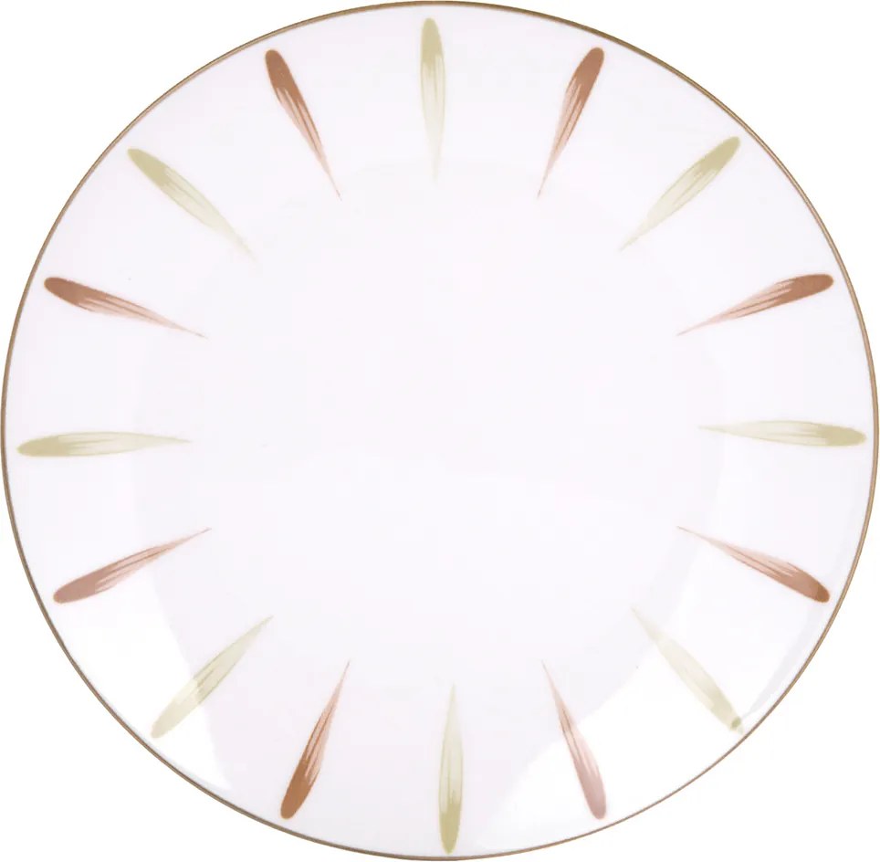 Piatto frutta porcellana Petalli pennellato verde marrone