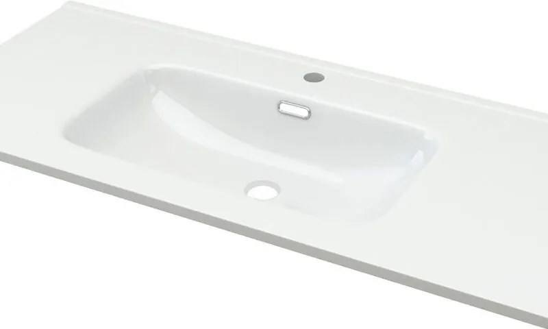 Lavabo d'appoggio rettangolare New L 100 x H 1.8 x P 46 cm in ceramica bianco