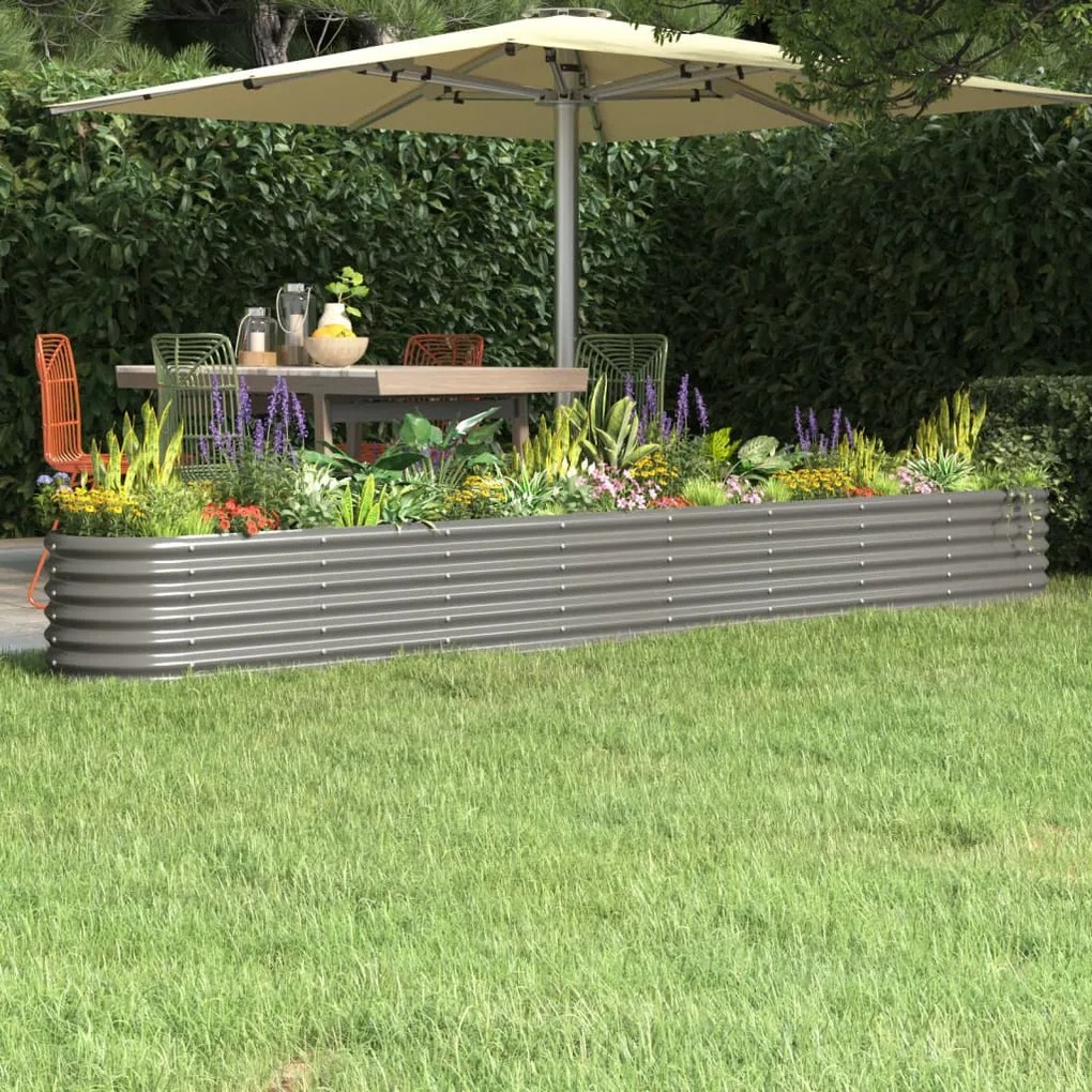 Letto Giardino Acciaio Verniciato A Polvere 332x40x36 Cm Grigio /