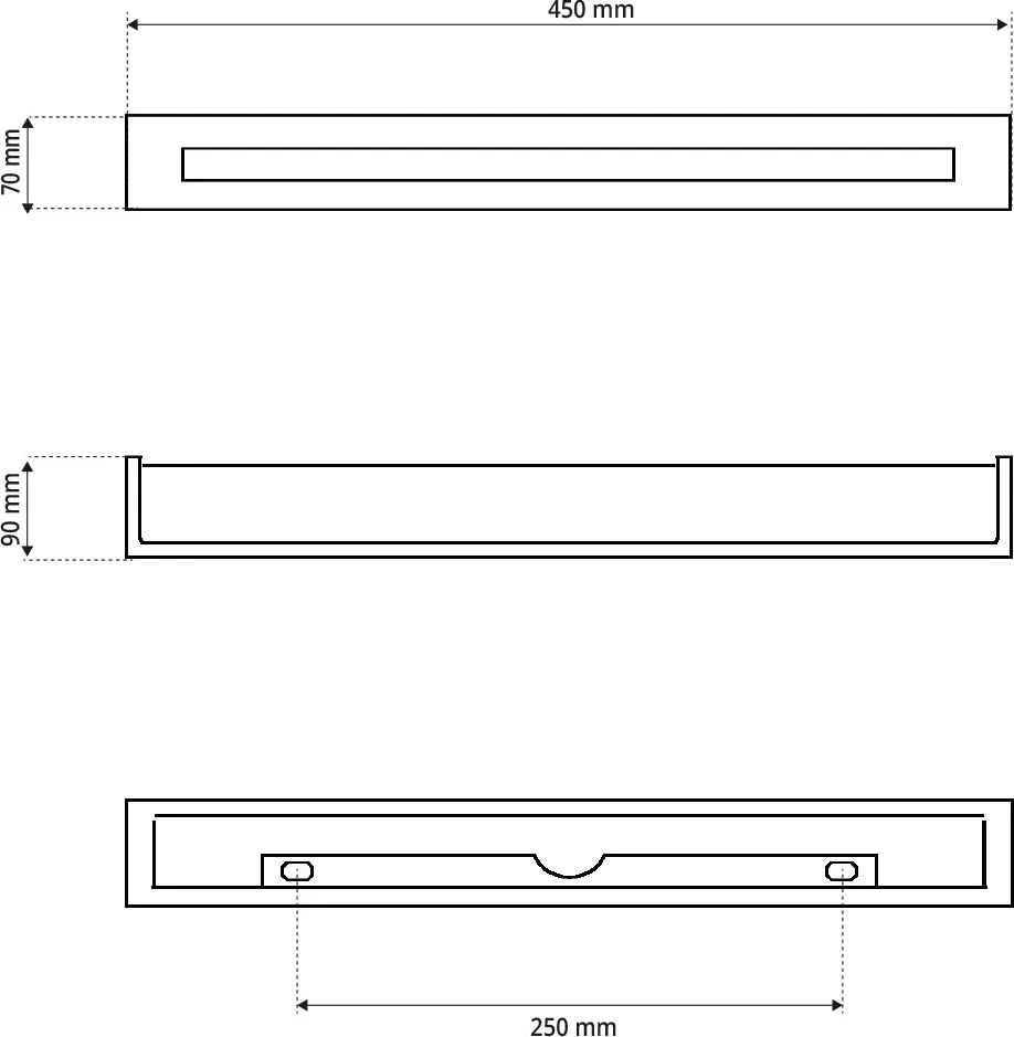 Applique da Parete 2xE14 Rettangolare 45cm in Gesso Pitturabile