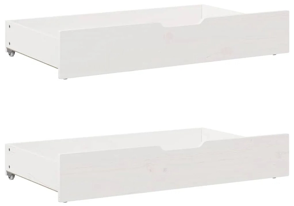 Cassettoni Da Letto 2 Pz Bianchi 90x55x16cm Legno Massello Pino /