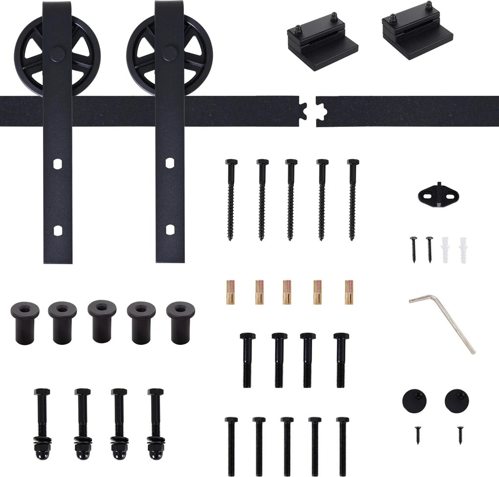 Binario per Porte Scorrevoli con Kit di Accessori in Acciaio Nero 100 cm sm 180mm...