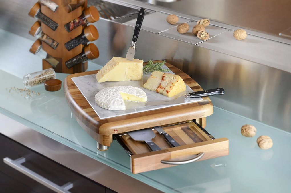 Tagliere Formaggio 36x36x10,5cm con Coltelli in Legno e Marmo Alexander Apollo...