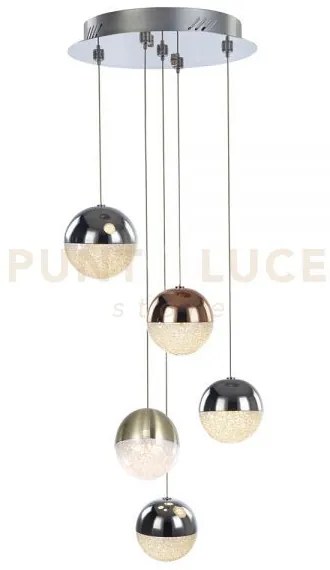 Sospensione a cinque pendenti atomo md14003057-5amix cromo/rame/oro