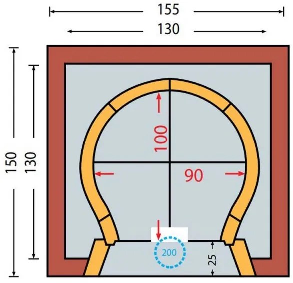 Forno a legna prefabbricato 100 x 90 cm con cappetta mod. Piemonte Di Fiore Forni