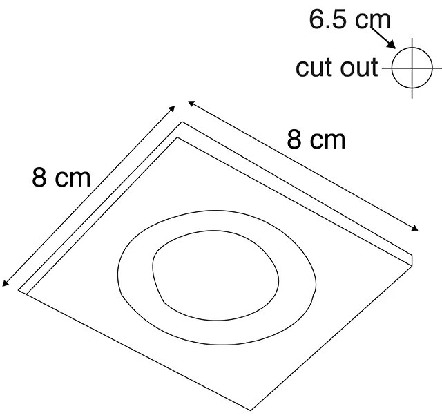 Faretto da incasso Smart nero quadrato IP44 incl. Wifi GU10 - Xena
