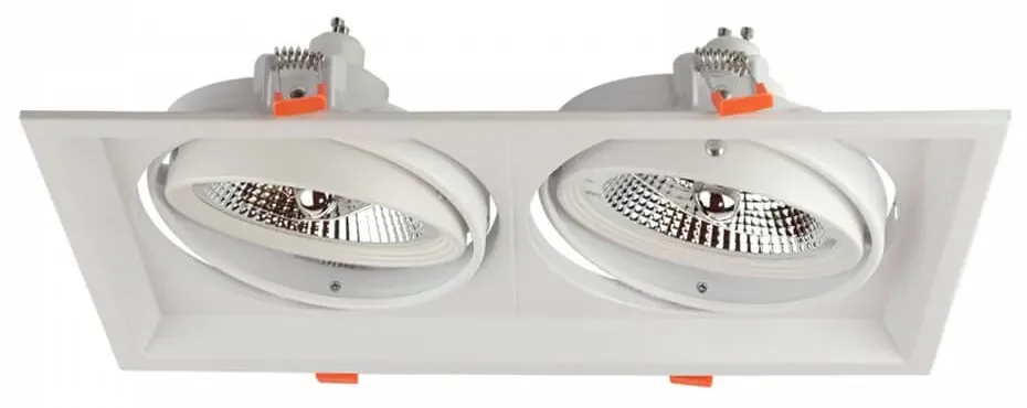 Faro da Incasso Orientabile Bianco - 2 lampade AR111, Foro 315x163mm Compatibili AR111 GU10