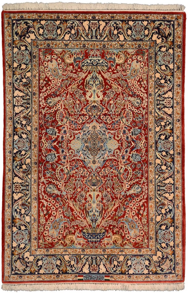 Isfahan Tappeto 170 x 110 Beige (Iran) Annodato A Mano