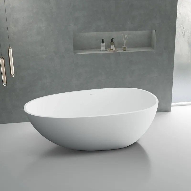 Kamalu - Vasca da bagno solid surface centro stanza bianco opaco | KC1700