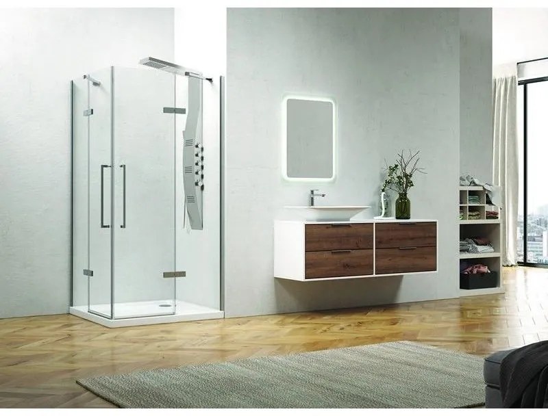 Kamalu - Box doccia angolo 120x70 a due ante battenti vetro anticalcare KT1000
