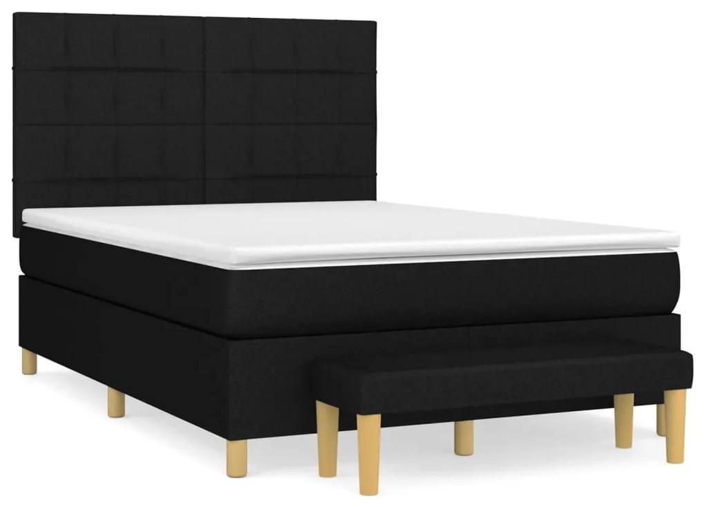 Giroletto a molle con materasso nero 140x190 cm in tessuto