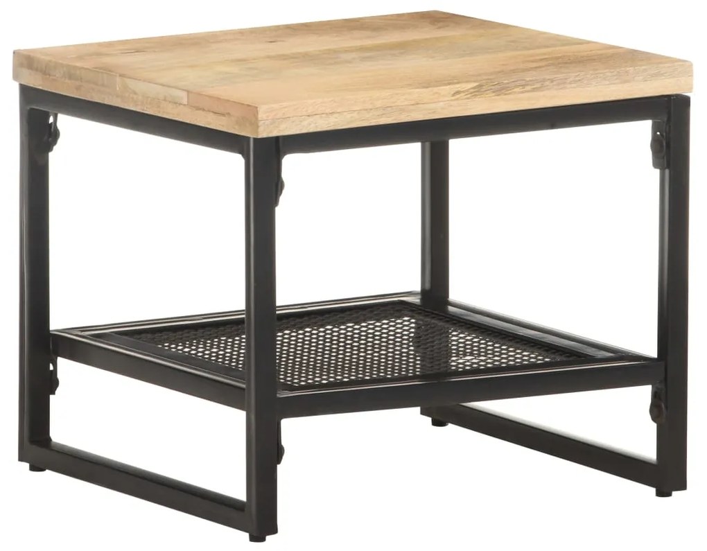 Tavolino Laterale 40x40x35 Cm İn Legno Massello Di Mango /