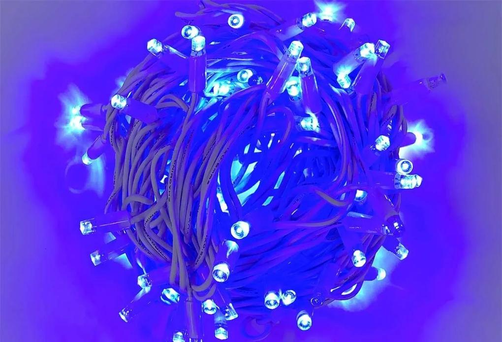 Catena Luminosa di Luci Led IP65 10 Metri Con 100 Led Filo Bianco Luce Blu Con Connettore Allungabile
