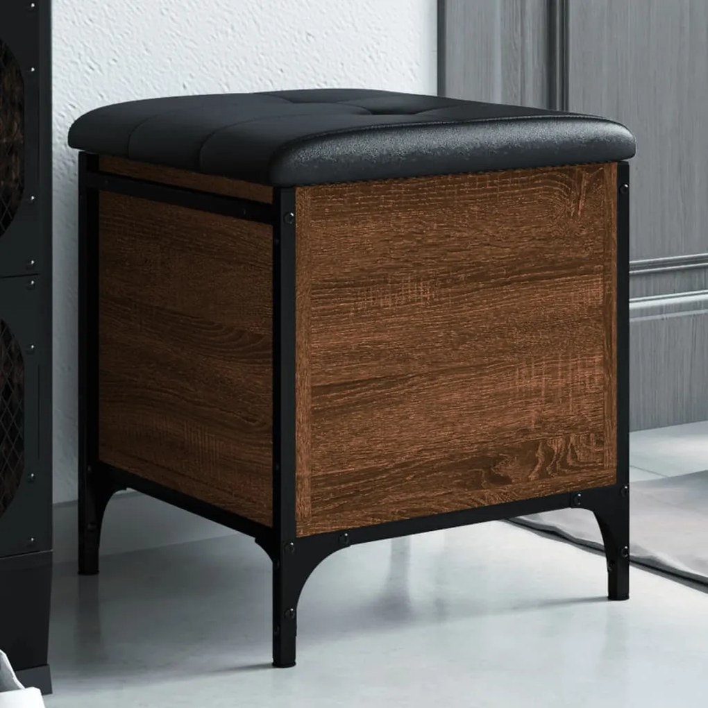 Panca Portaoggetti Rovere Marrone 42x42x45 Cm Legno Multistrato /