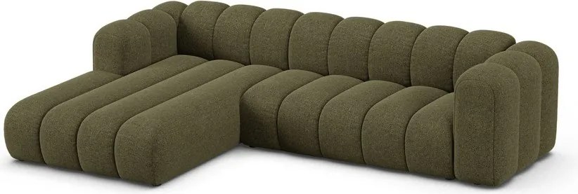 Divano angolare verde (con penisola a sinistra/con chaise lounge) con rivestimento in ciniglia Lupine – Micadoni