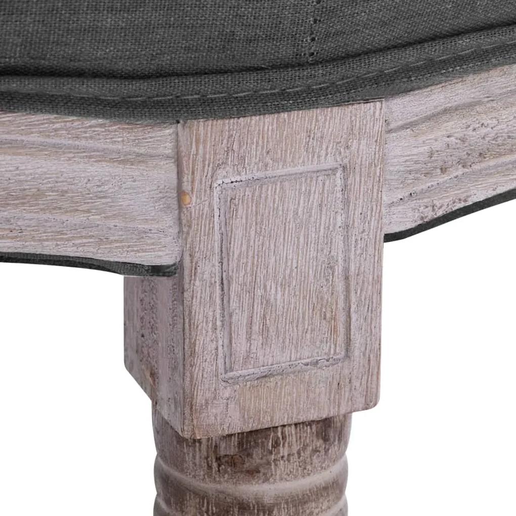 Panca in lino e legno massello 150x40x48 cm grigio scuro