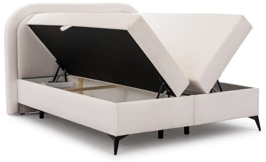Letto boxspring bianco con contenitore 140x200 cm Ornes – Ropez