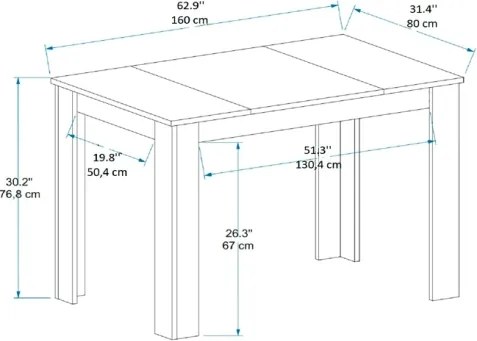 Tavolo Da Pranzo Fisso 80x160 Cm Da Cucina Effetto Legno Demis Noce