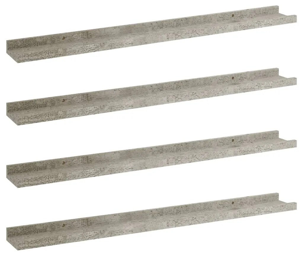 Mensole da parete 4 pz grigio cemento 80x9x3 cm