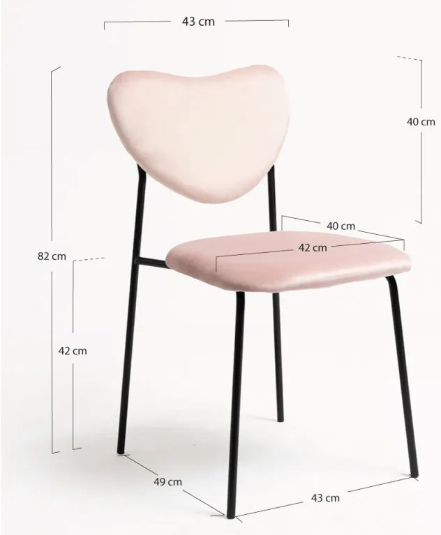 Pack 4 Sedie Cora Black Velluto - Rosa