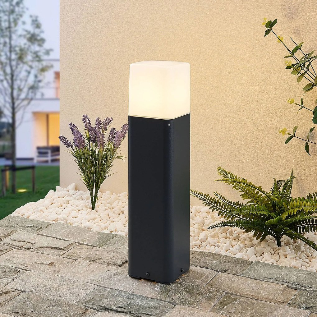 Lampione da giardino Obuna Lucande, dimmerabile, Nero, Alluminio, Moderno, Lampada da esterni