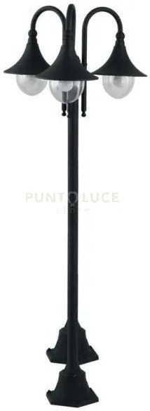 Palo pavia nero 3 luci attacco e27 ip44 56x190cm in alluminio