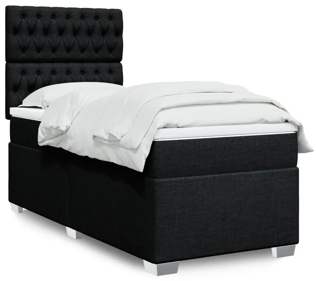 Giroletto A Molle Con Materasso Nero 90x200 Cm İn Tessuto /