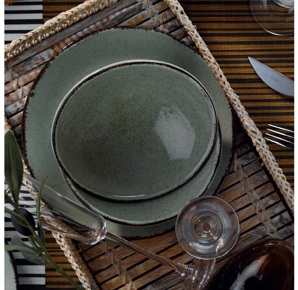 Set da tavola 18 pezzi, verde/porcellana