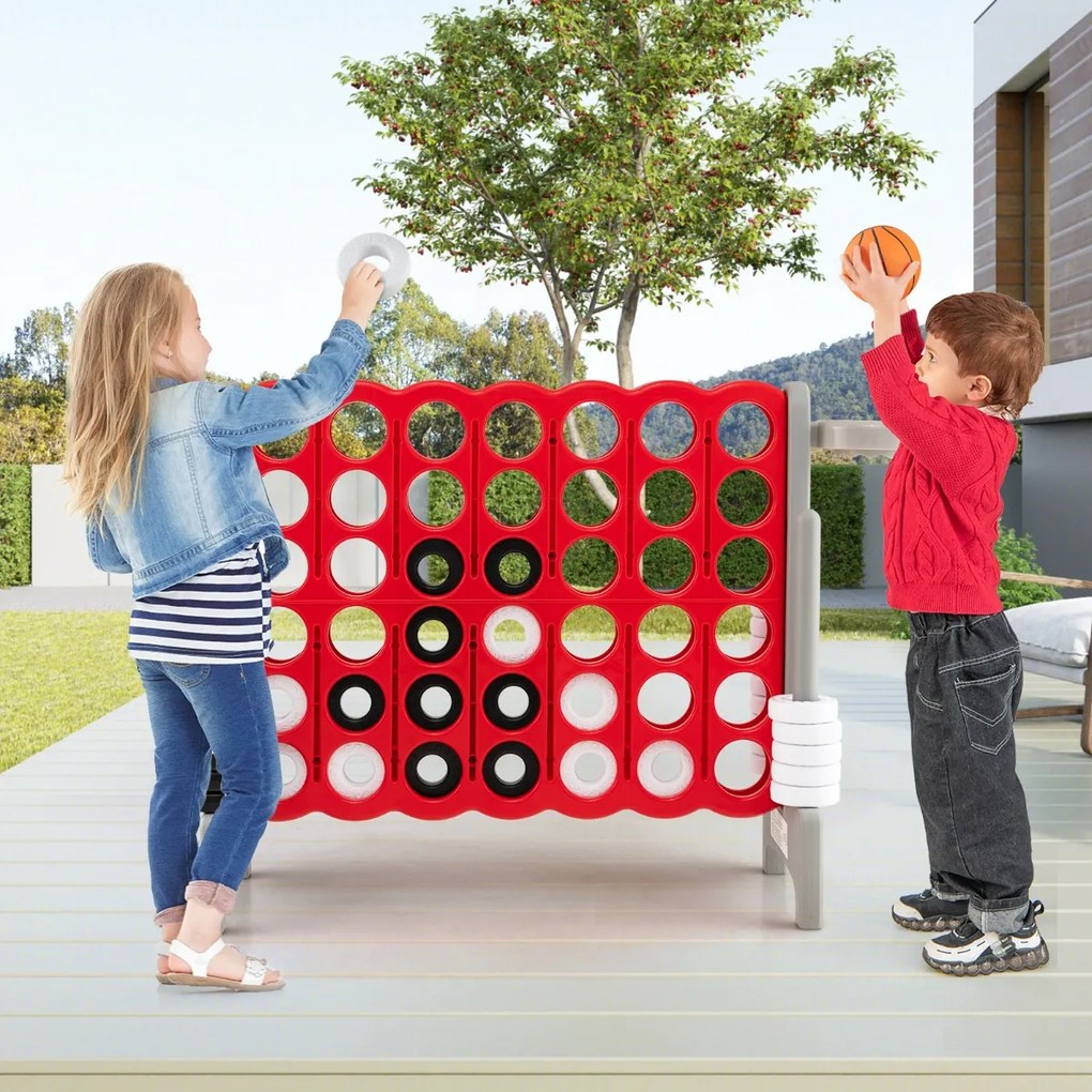 Costway Forza 4 gigante con canestro e gioco di lancio, Gioco da esterno per bambini e adulti 84x33x79 cm