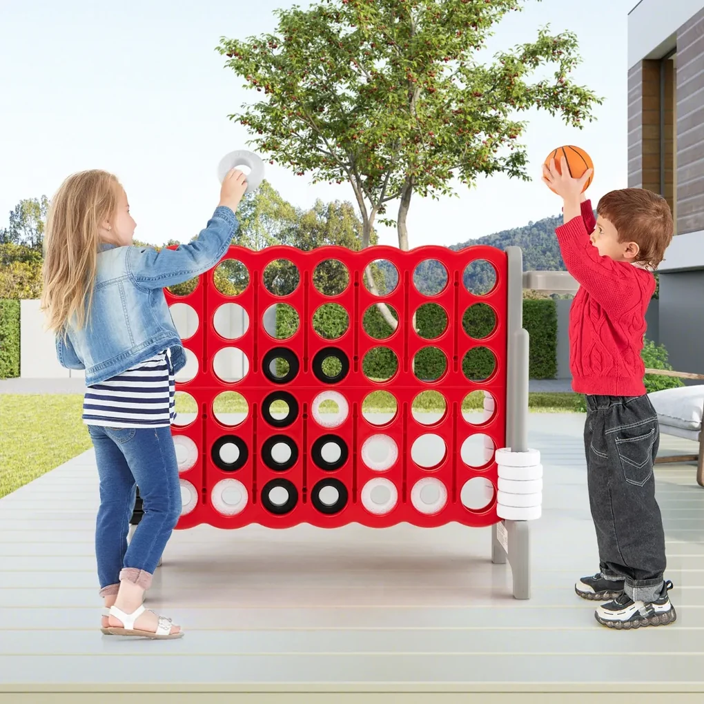 Costway Forza 4 gigante con canestro e gioco di lancio, Gioco da esterno per  bambini e adulti 84x33x79 cm