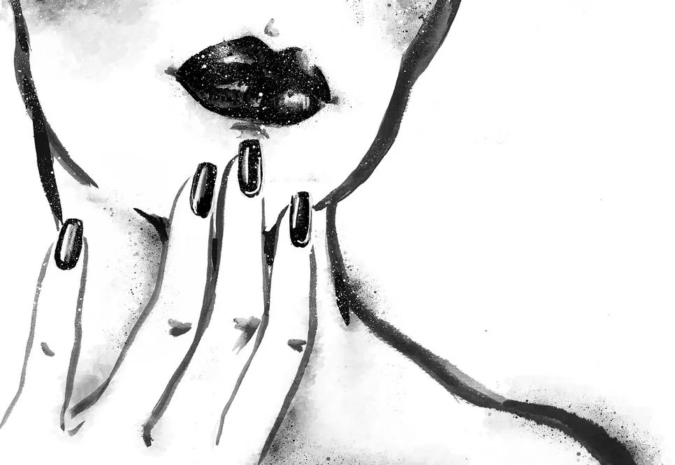 Carta da parati – Ritratto acquerello bianco e nero di donna