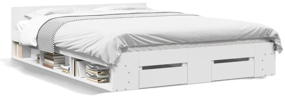 Giroletto Con Cassetti Bianco 160x200 Cm İn Legno Multistrato /