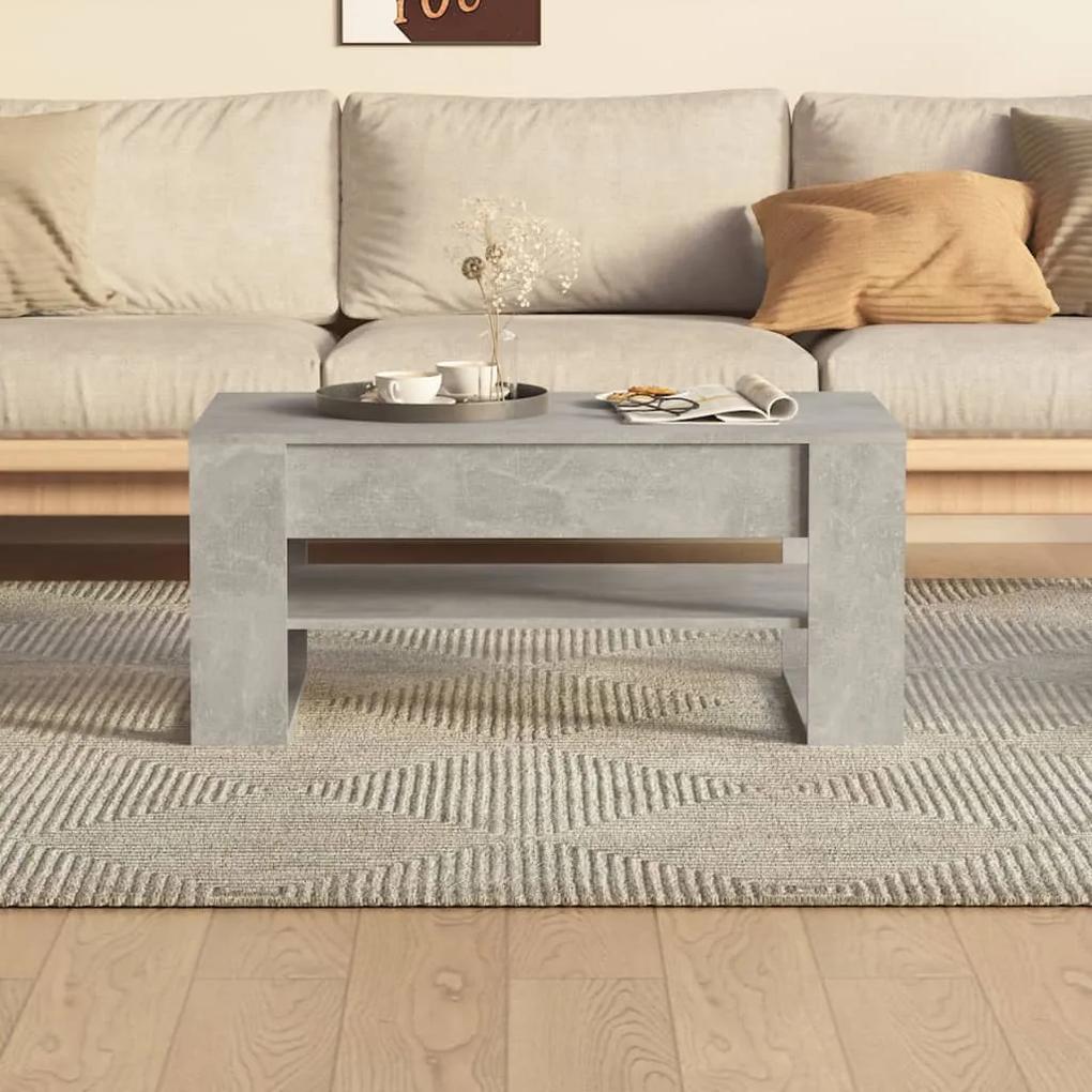 Tavolino salotto grigio cemento 102x55x45 cm legno multistrato