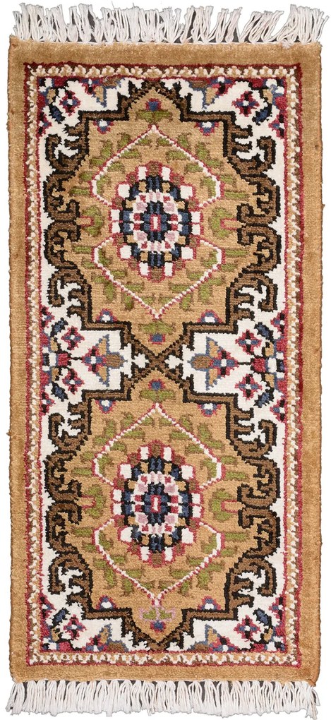 Agra Tappeto 30x60 Beige (Indian) Annodato A Mano
