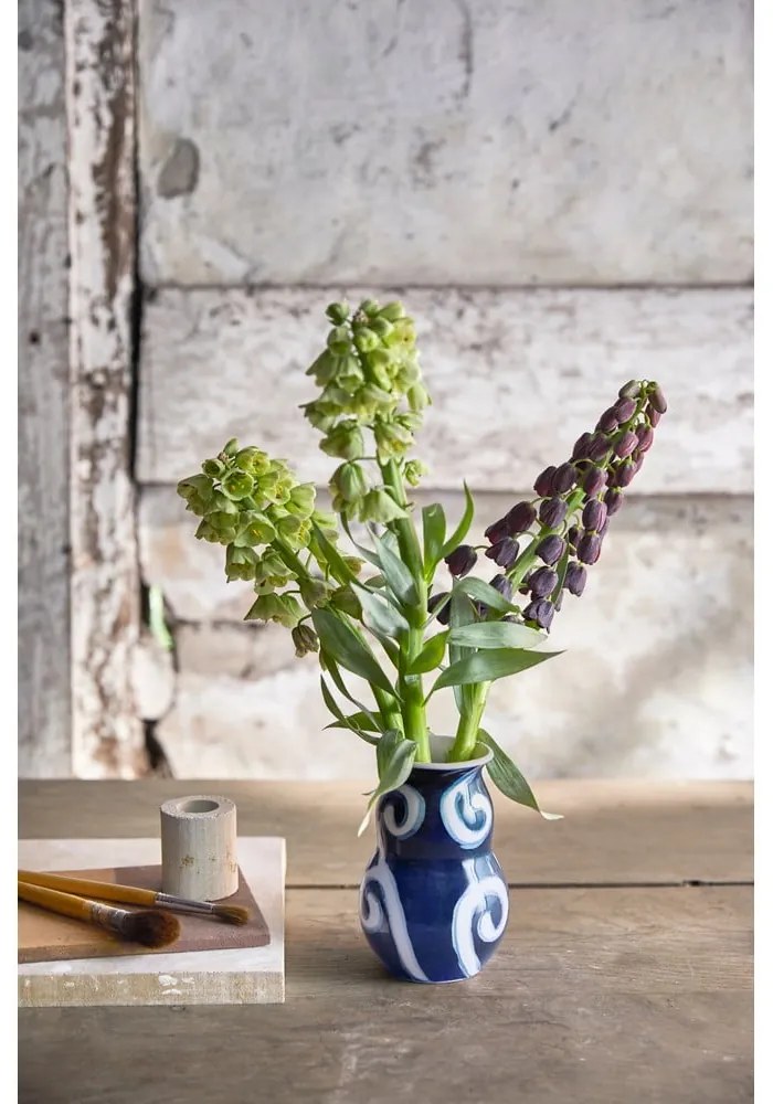 Vaso in gres blu dipinto a mano Tulle - Kähler Design