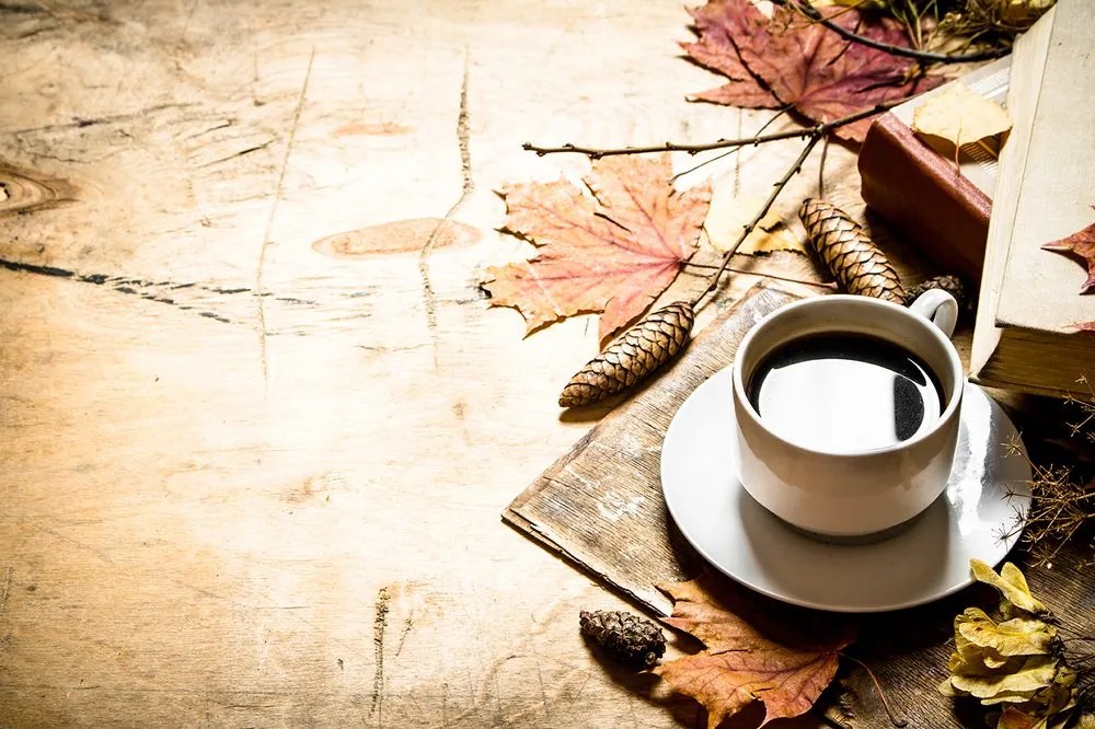 Carta da parati – Tazza di caffè con tocco autunnale