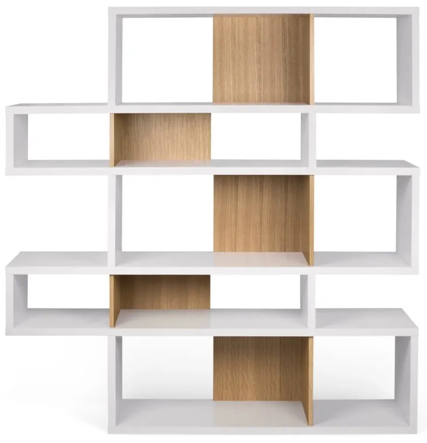 Libreria bianca con dettagli in legno di quercia London - TemaHome