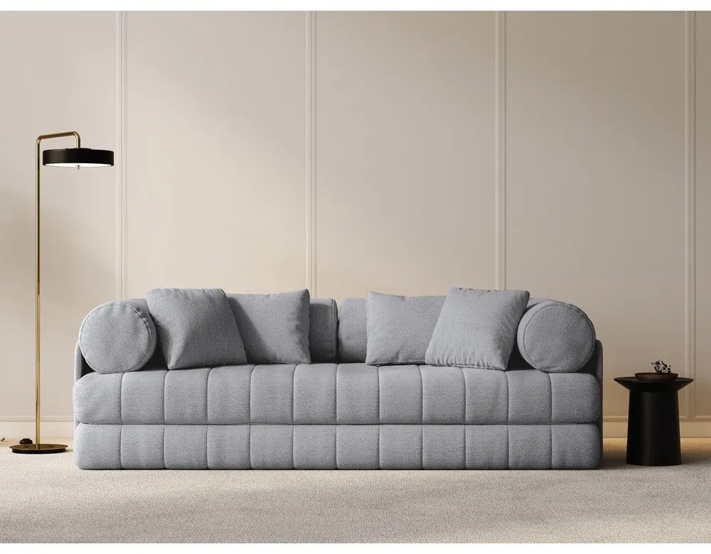 Divano grigio chiaro allungabile con rivestimento in bouclé 206 cm Kemi – Cosmopolitan Design