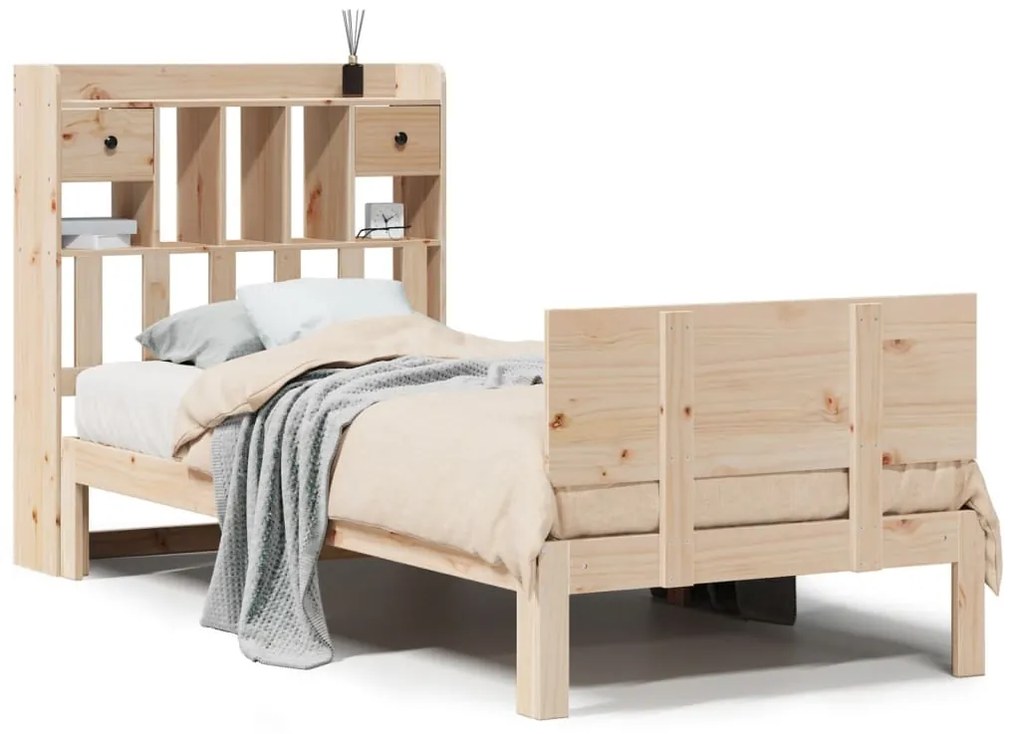 Letto libreria senza materasso 90x190 cm legno massello pino