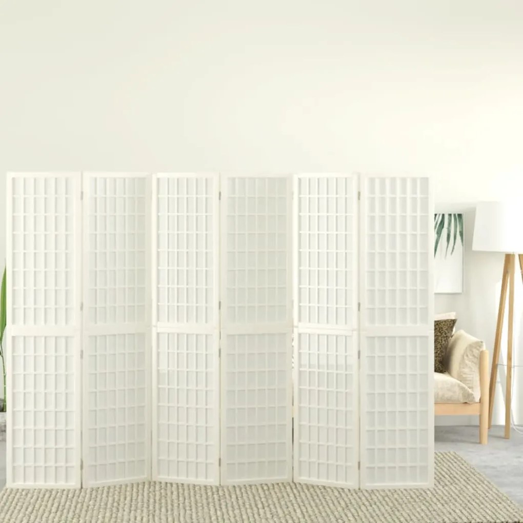 Divisorio Pieghevole 6 Pannelli Stile Giapponese 240x170 Bianco /
