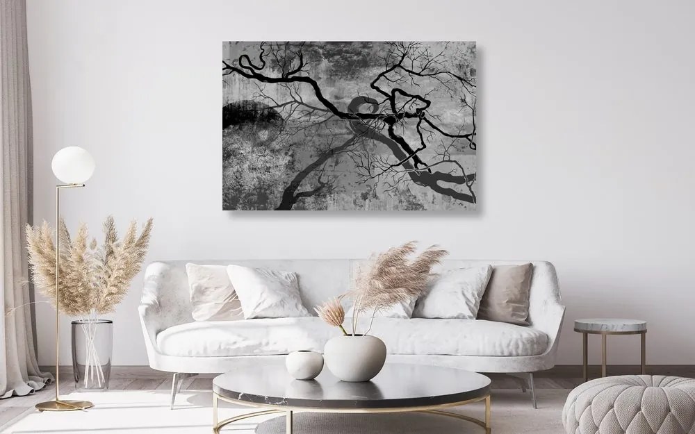 Stampa su tela – Alberi surrealisti in bianco e nero