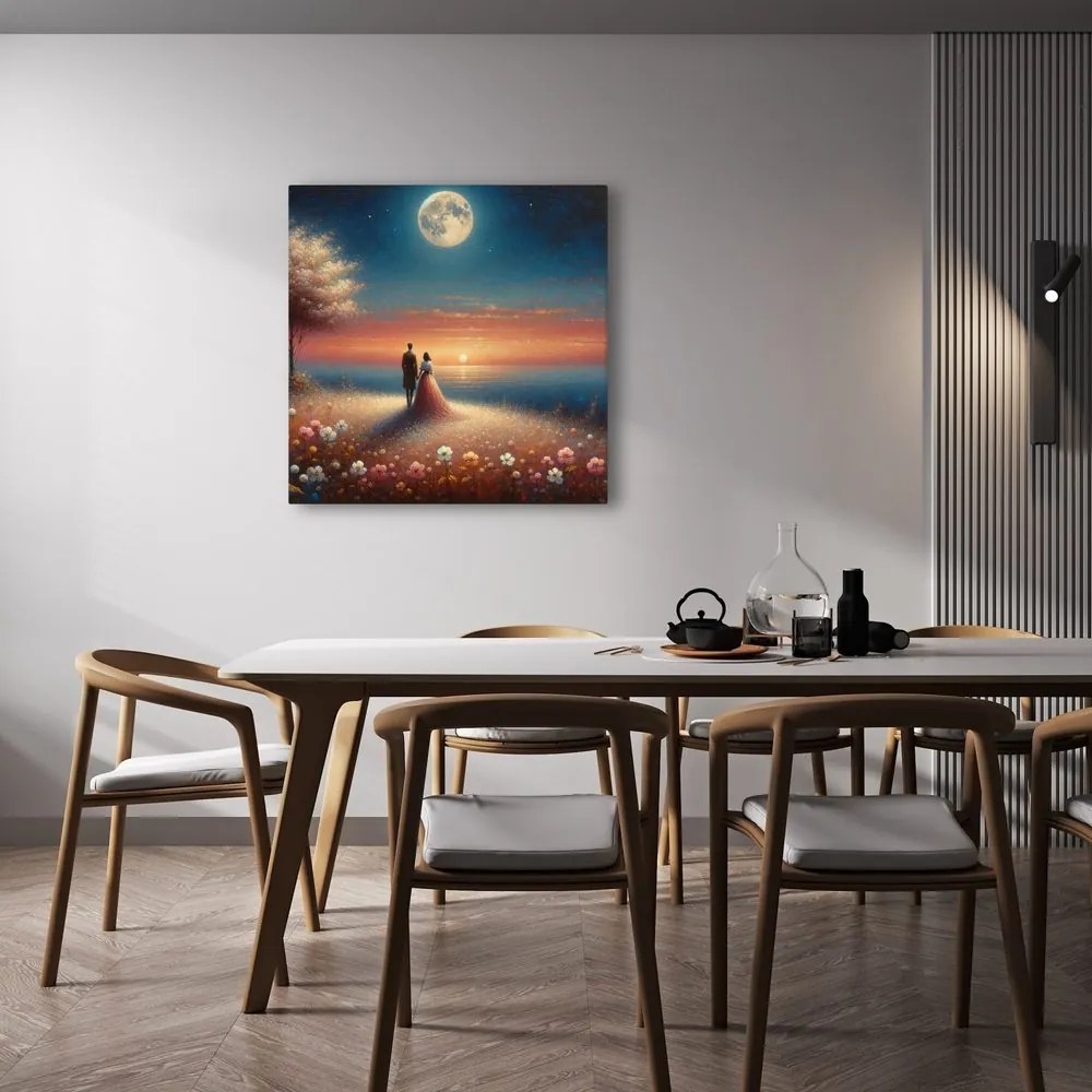 Quadro su tela – Passeggiata romantica tra i fiori