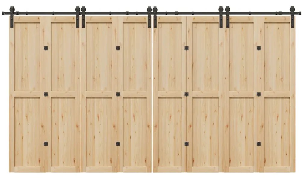 Kit Di Binari Per Porte Scorrevoli 400 Cm Acciaio Nero /
