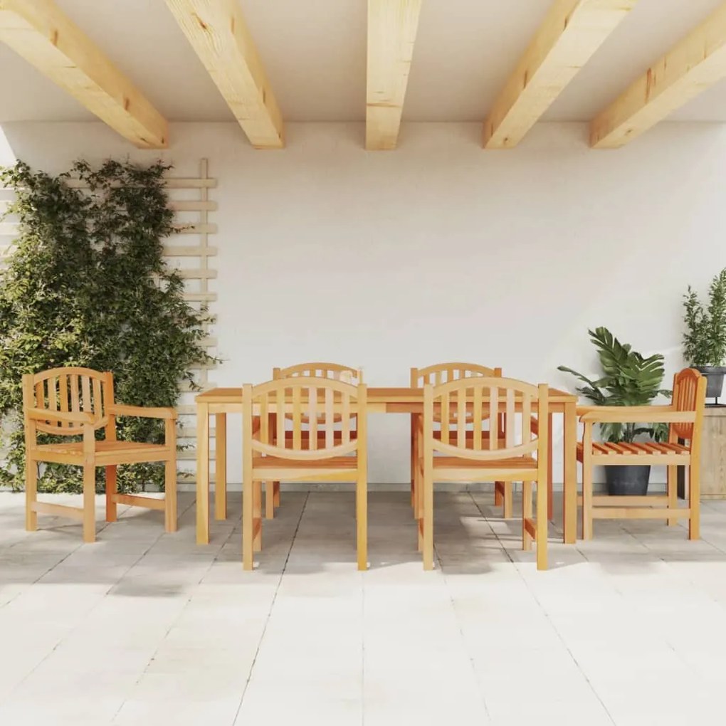 Set Da Pranzo Da Giardino 7 Pz İn Legno Massello Di Teak /