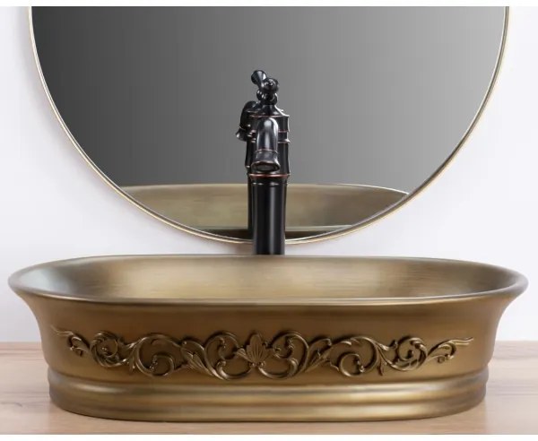 REA-U3305 -  Lavabo da appoggio WILMA RUSTIC 38x55 cm ceramica/rame