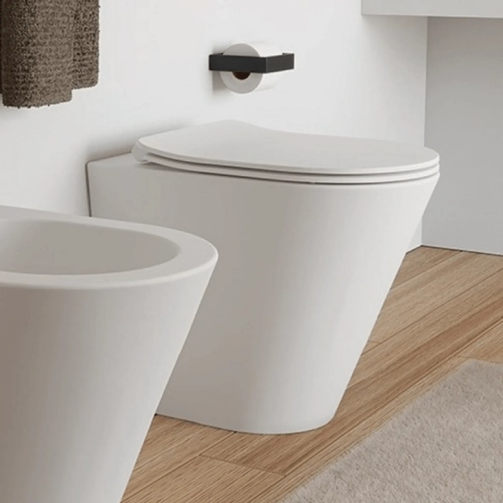 Wc a Terra Senza Brida Ceramica Cielo "Mare" Bianco Lucido