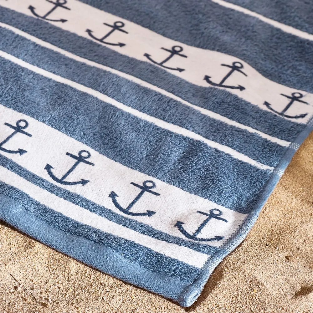 Telo mare blu in cotone 90x180 cm Anchors – Catherine Lansfield