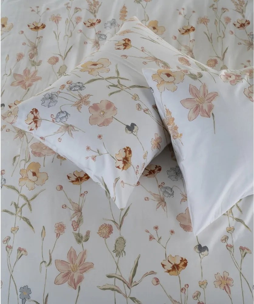 Set copripiumino e federa bianco in raso di cotone per letto singolo 140x200 cm Ivory Garden Floral – Mila Home Luxury