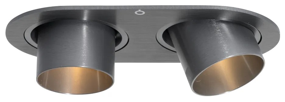 Set di 6 faretti da incasso color canna di fucile GU10 35mm orientabili a 2 luci - Installa